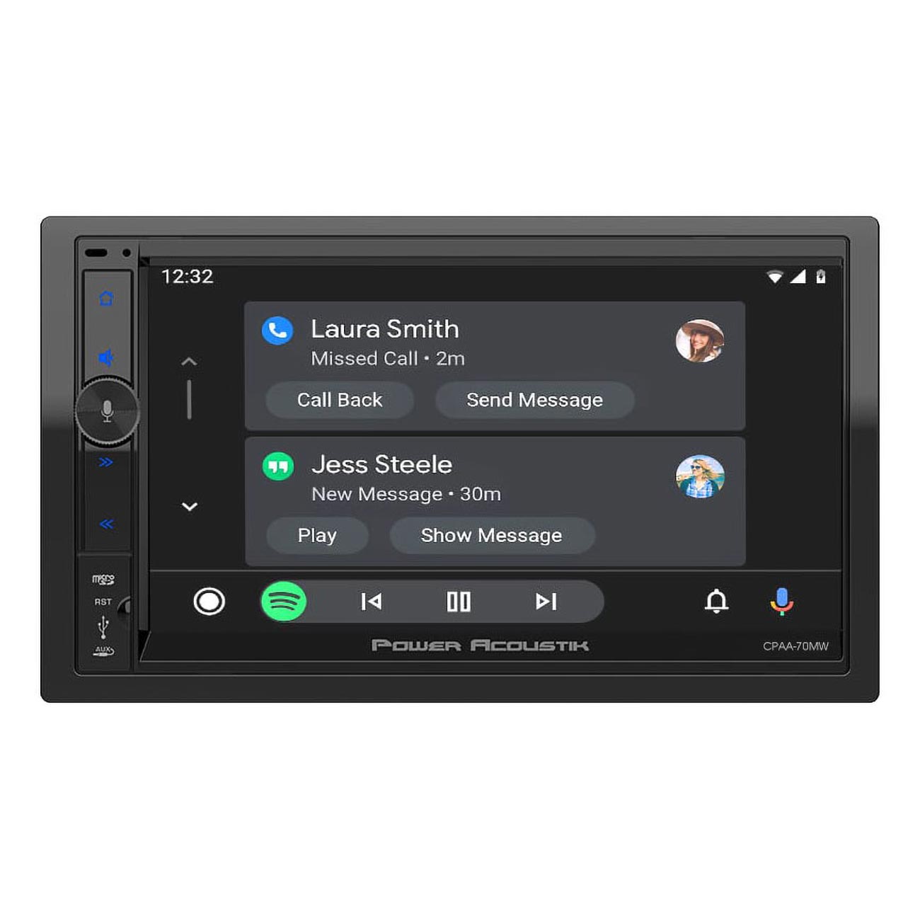 Power Acoustik CPAA70MW 7” Double DIN Car Stereo – Wireless Apple CarPlay & Android Auto, Bluetooth, Touchscreen Multimedia Receiver, Backup Camera Ready