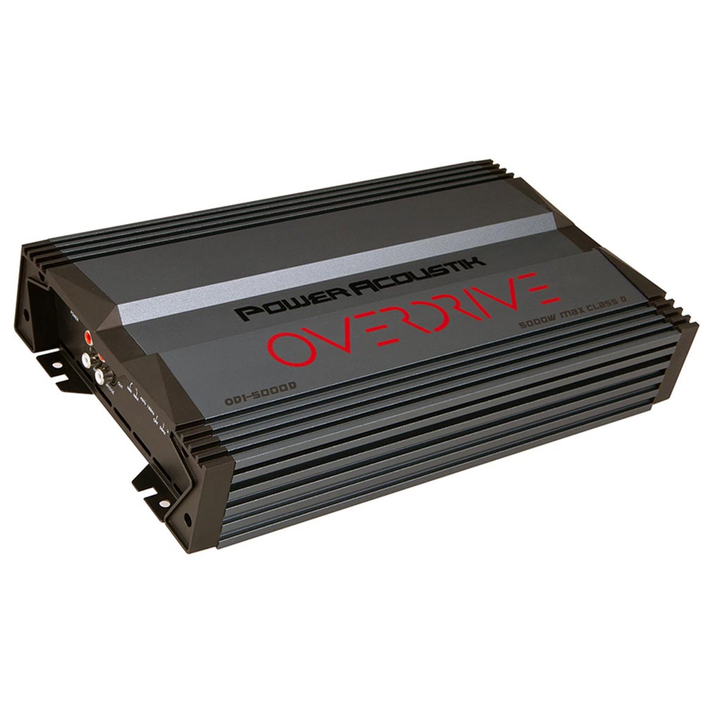 Power Acoustik OD1-5000D Car Amplifier - Overdrive Series 5000 Watts Max, 1 Ohm Stable Monoblock Amplifier, Car Stereo Mosfet Power Supply Class D Car Audio Subwoofer Amp, 0g Block