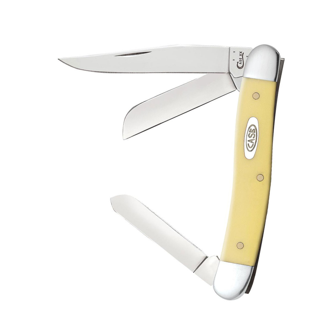 Case Medium Stockman Pocket Knife 2.625" Clip, Sheepfoot and Spey Stainless Steel Polished Blade Synthetic Handle Yellow