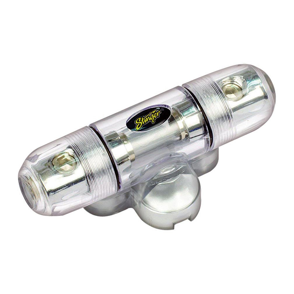 Stinger SPD5801 PRO MIDI Fuse Holder 4 or 8 Gauge Input/Output Shoc-Krome, Silver