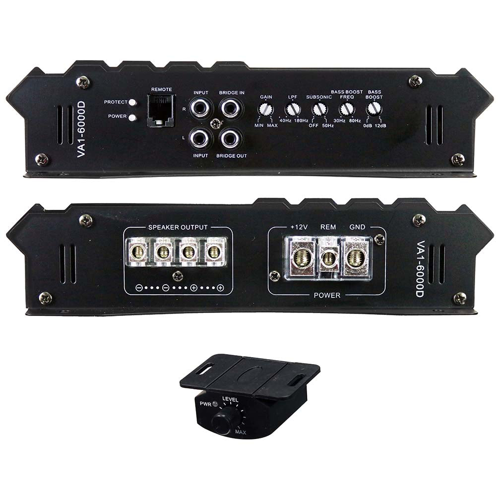 Power Acoustik VA16000D Monoblock Amplifier – 6000W Max High-Power Car Audio Amp