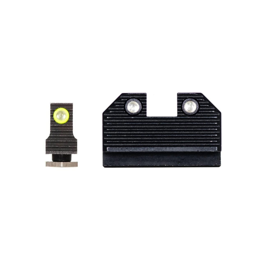 Night Fision Optics Ready Stealth .290-.297 Night Sight Set Compatible with Glосk 43/43X/43X MOS with Shield RMSc and Holosun K Linet, Yellow Front Ring, Black Rear Rings
