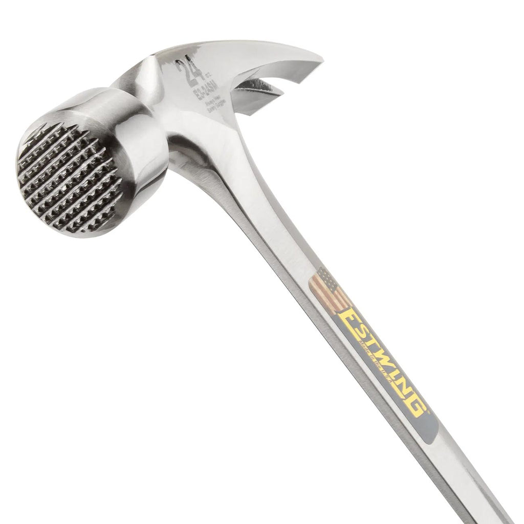ESTWING Framing Hammer - 24 oz Long Handle Straight Rip Claw with Milled Face & Shock Reduction Grip - E3-24SM