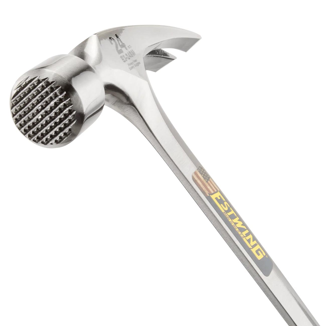 ESTWING Framing Hammer - 24 oz Long Handle Straight Rip Claw with Milled Face & Shock Reduction Grip - E3-24SM