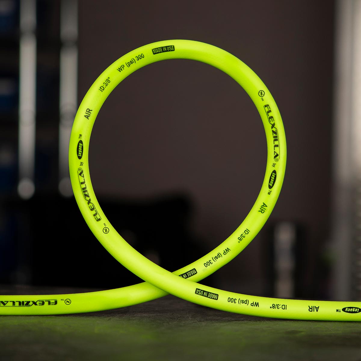 Flexzilla Air Hose, 3/8 in. x 25 ft., 1/4 in. MNPT Fittings, Heavy Duty, Lightweight, Hybrid, ZillaGreen - HFZ3825YW2