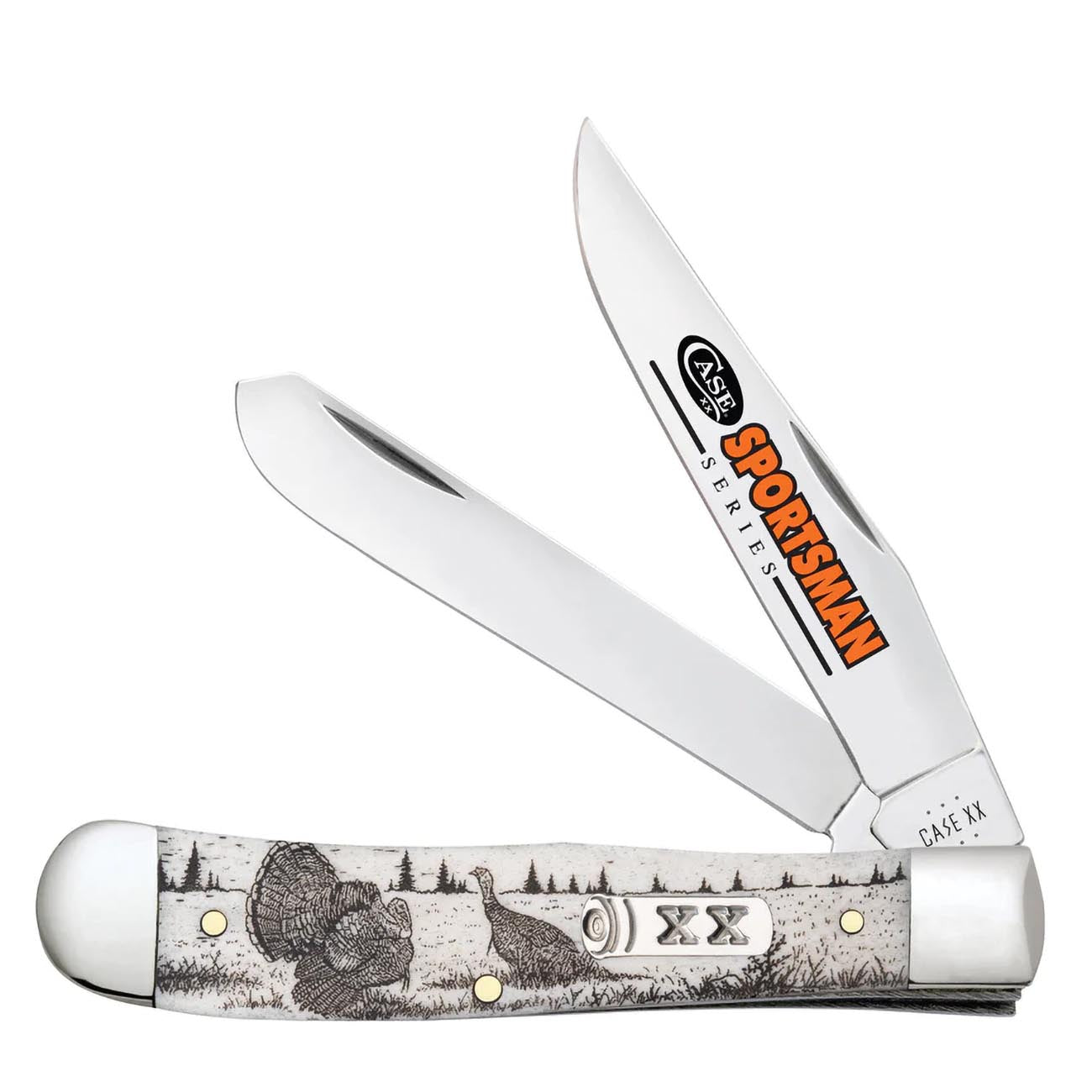 Case Knives Sportsman Series Turkey Trapper Folding Pocket Knife Smooth Natural Bone CASE81221