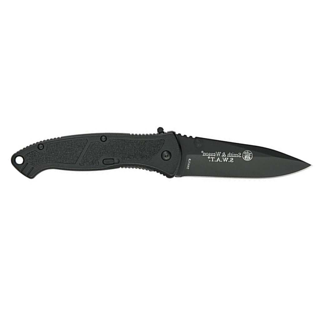 Smith & Wesson Large S.W.A.T. SWATLB 8.5in S.S. Assisted Opening Knife with 3.7in Drop Point Blade and Aluminum Handle for Tactical, Survival and EDC