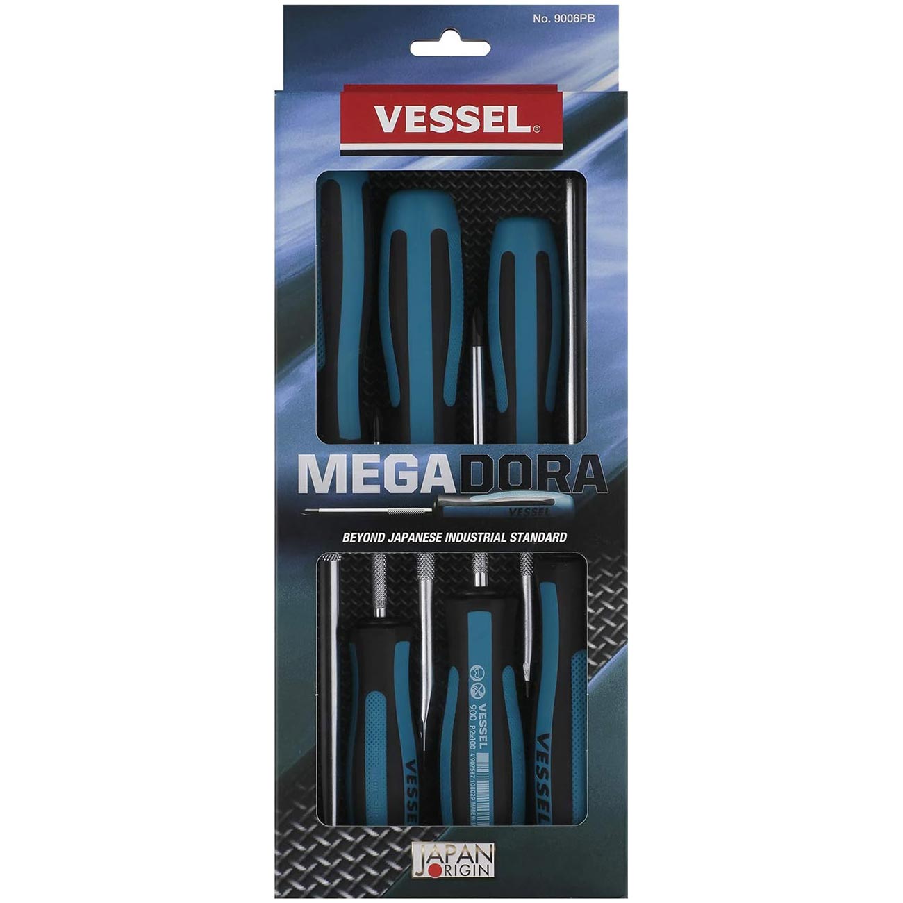 VESSEL MEGADORA Screwdriver Set 6pcs. 9006PB (Paper Box)