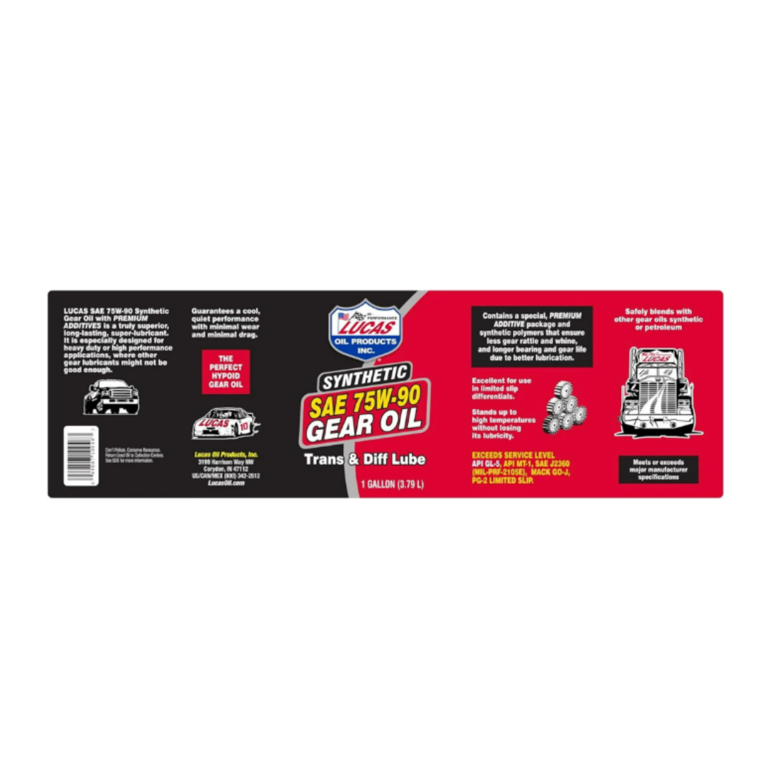 Lucas Oil 10048 Synthetic SAE 75W-90 Gear Oil - 1 Gallon