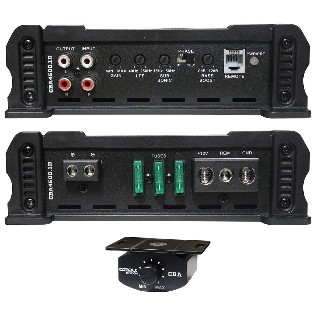 Orion Cobalt CBA4500.1D Monoblock 1-Channel Class D Amplifier for Car Subwoofer, 4500W, 2/4 Ohm Stable, Adjustable Low Pass & Subsonic Filter with Bass Boost, MOSFET Power Supply, Bass Knob Included