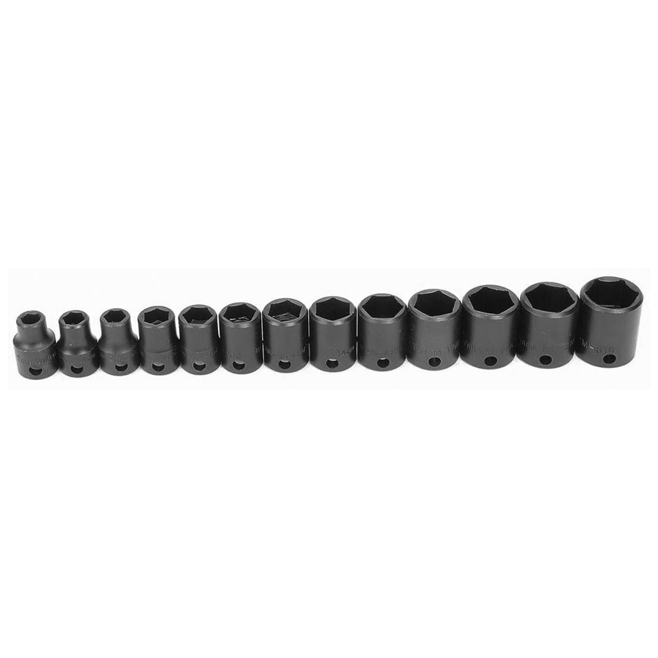 Williams MS-2-13H 13-Piece 3/8-Inch Drive Metric Shallow 6 Point Impact Socket Set