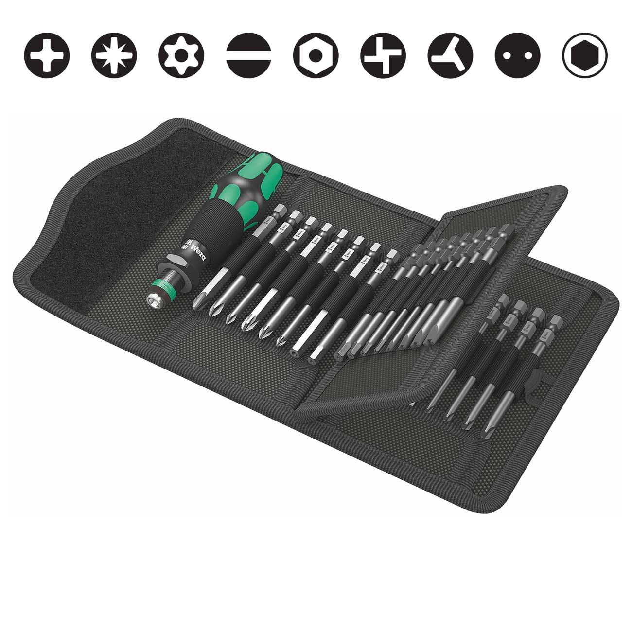 Wera - 5059297001 Kraftform Kompakt 62 Bitholding Screwdriver and Pouch Set, 33-Pieces