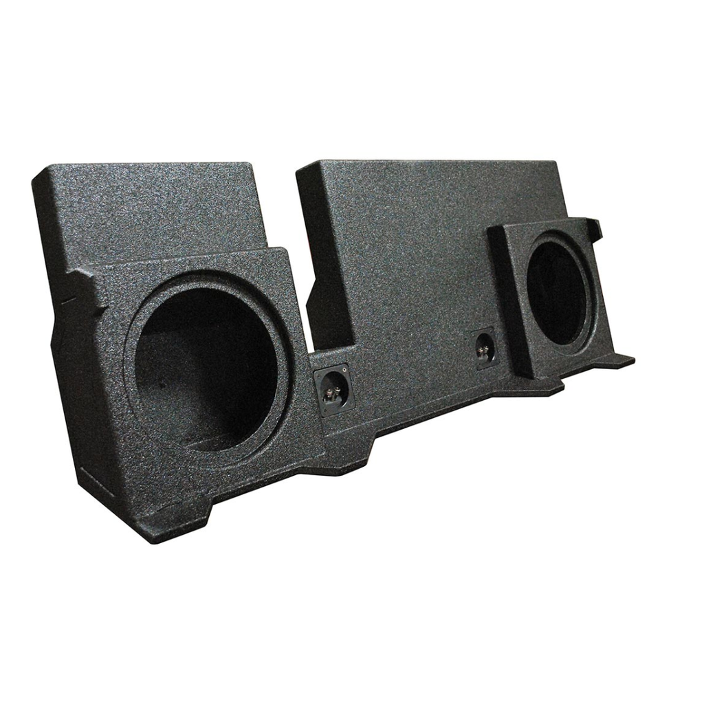 QPower QBOMB Dual 10” Vented Subwoofer Enclosure for 2004–2008 Ford F-150 SuperCrew Cab – Custom Ported Truck Sub Box, MDF Bedliner Finish (QBFORD04210)