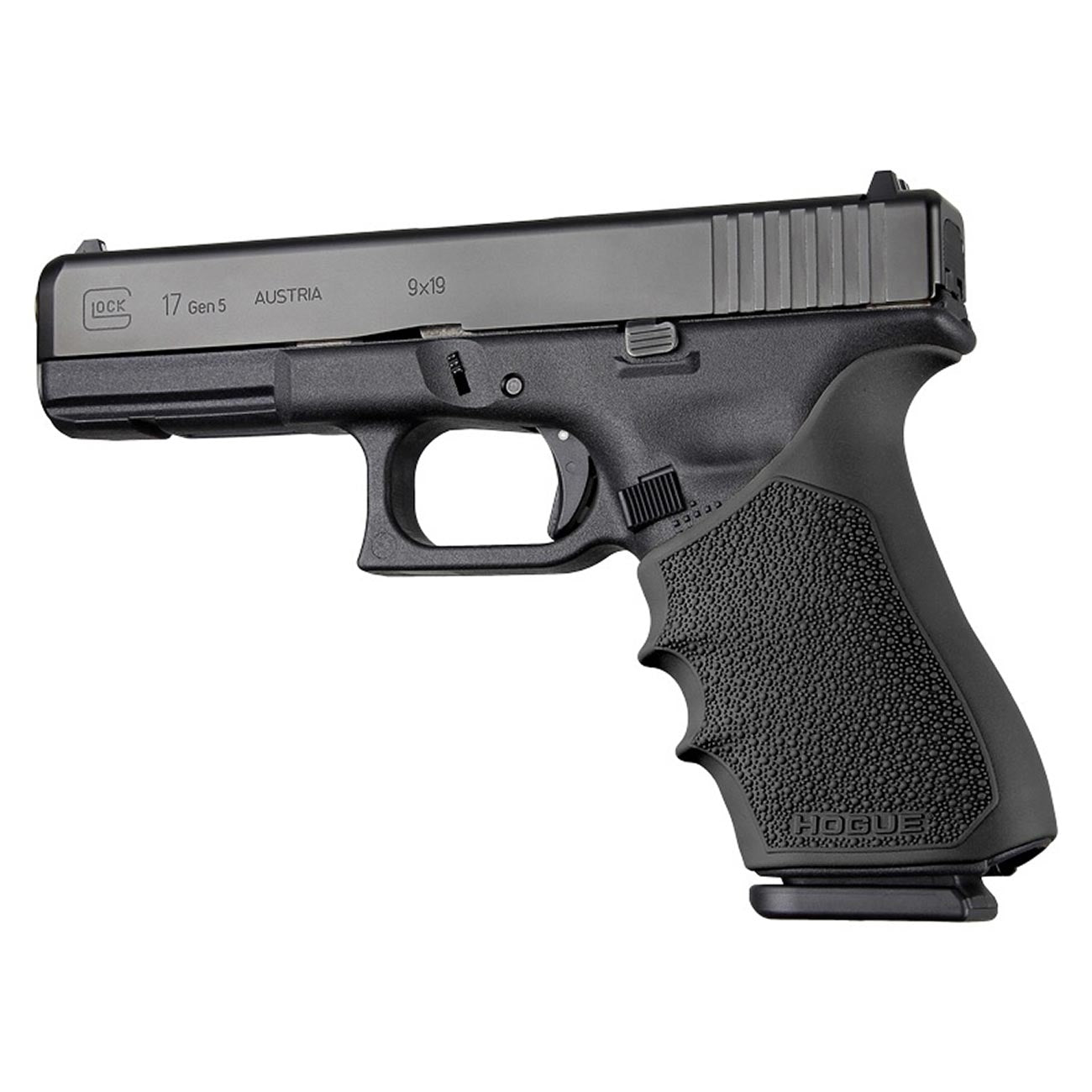 Hogue HandAll Beavertail Rubber Grip Sleeve for GLOCK 17, 18, 19X, 20, 21, 22, 24, 31, 34, 35, 40, 41, 45, 47 (Gen 1, 2 & 5), Black - 17020