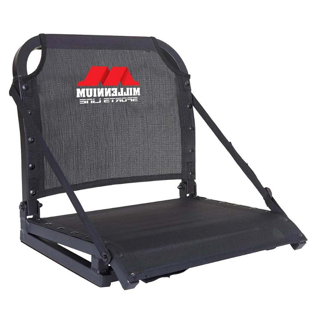 Millennium Sportsline Stadium Seat with Patented Comfortmax Seat Fabric Perfecct for Football, Baseball, Soccer, Tennis Fits Virtually Any Bleacher - Black