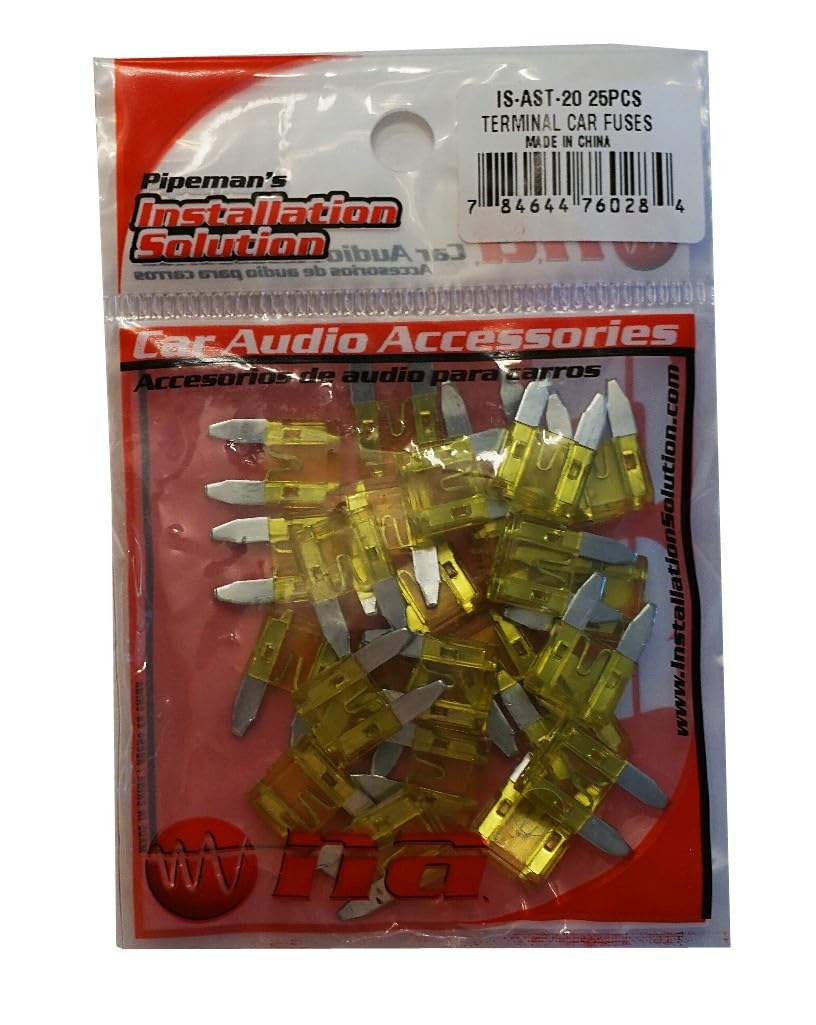 Audiopipe AST20A Ast Fuse 20amp 25 Pack Mini Blade; Blister Pack Audiopipe