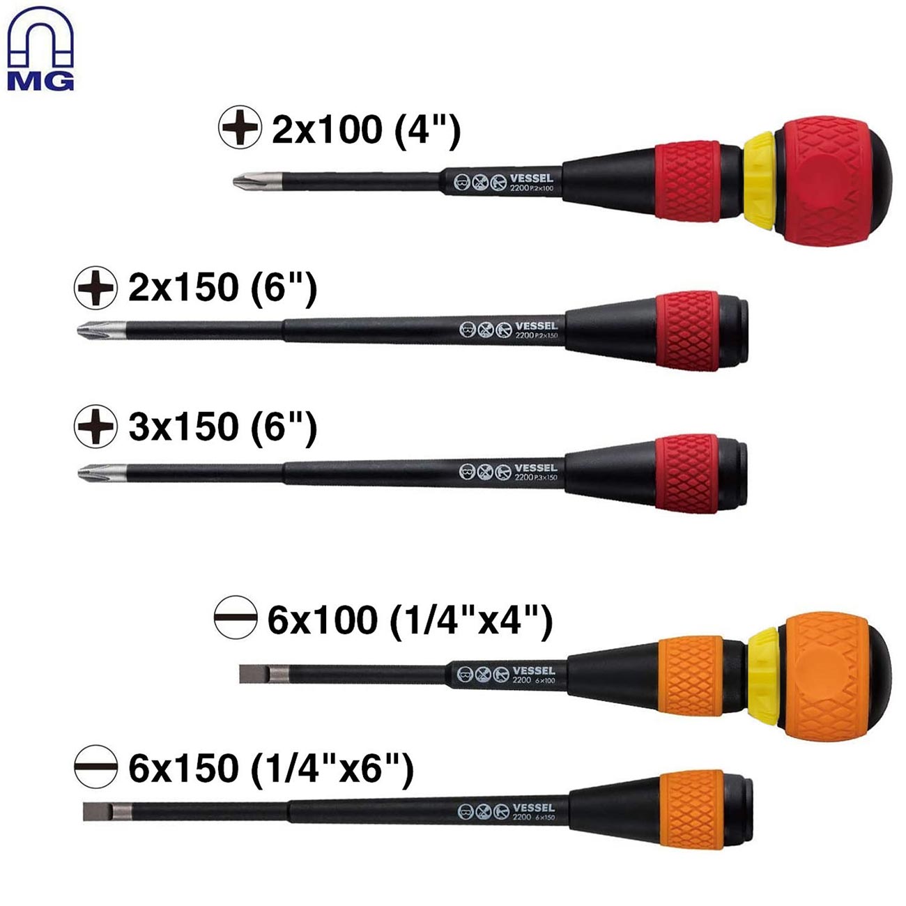 Vessel 22002N3EVA Ball Grip Ratchet Screwdriver Set (5PC. Set in EVA FOAM #1)