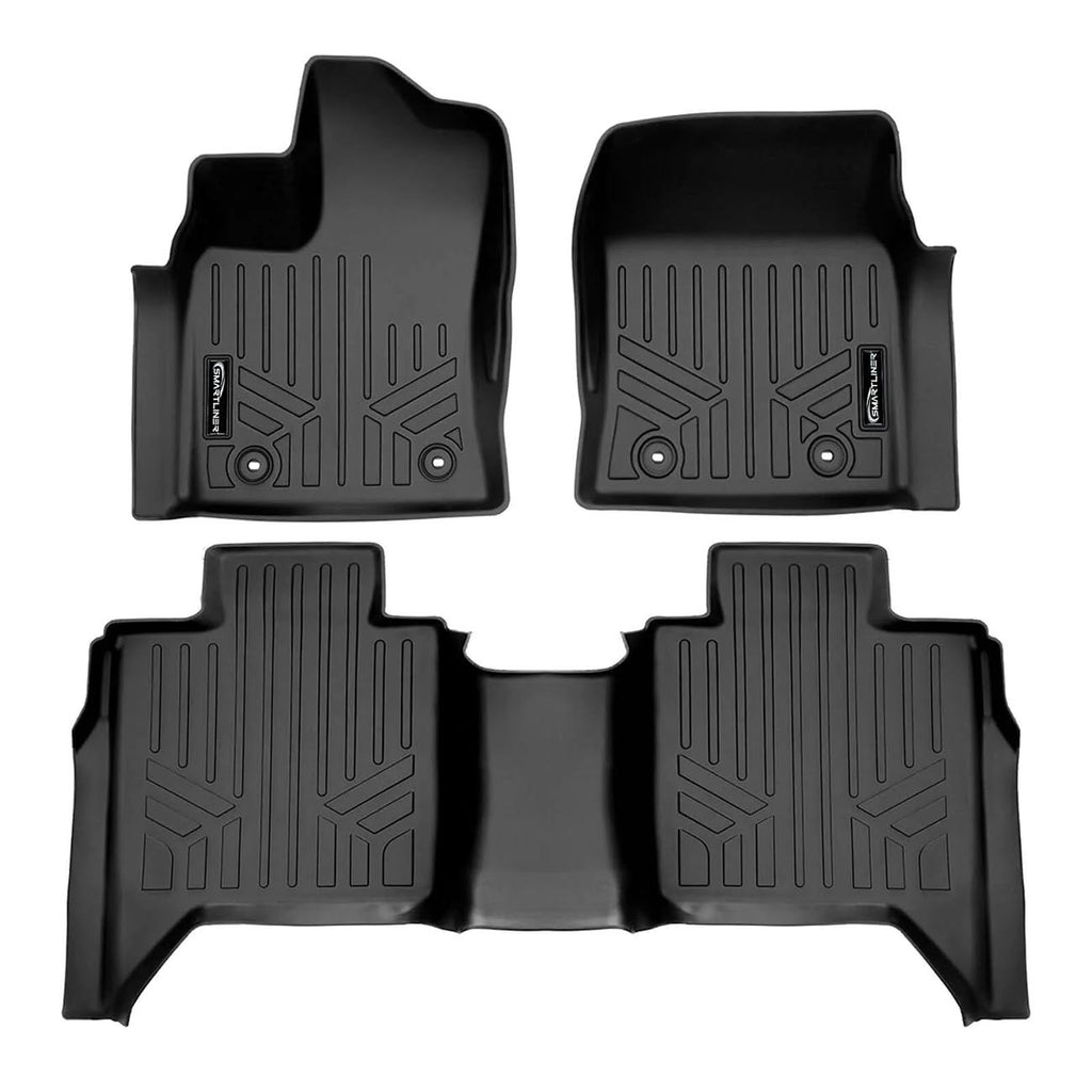 SMARTLINER SA0593B0593 Floor Liners Front & 2nd Row for 2022–2025 Toyota Tundra CrewMax Cab – All Weather Custom Fit, Black