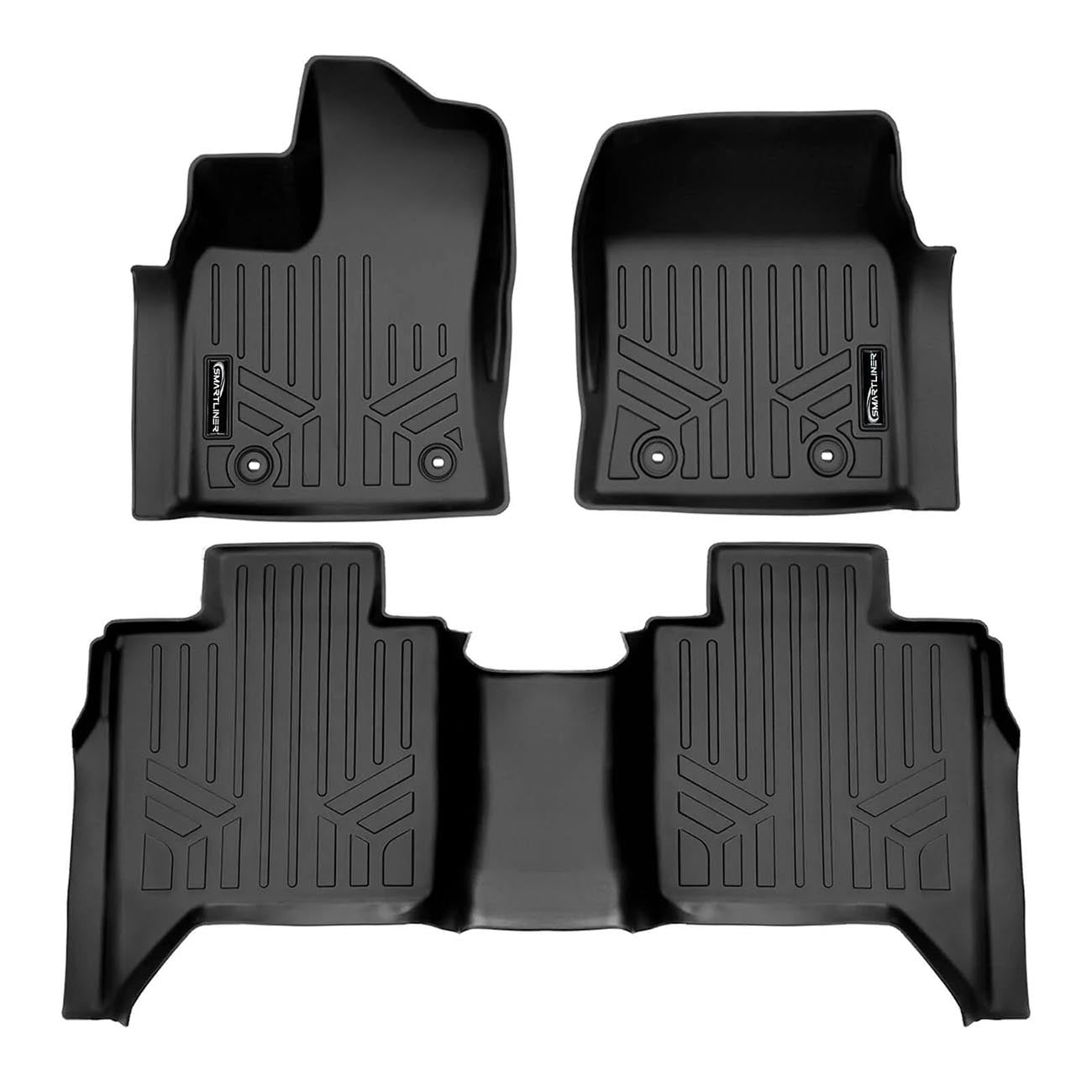 SMARTLINER SA0593B0593 Floor Liners Front & 2nd Row for 2022–2025 Toyota Tundra CrewMax Cab – All Weather Custom Fit, Black