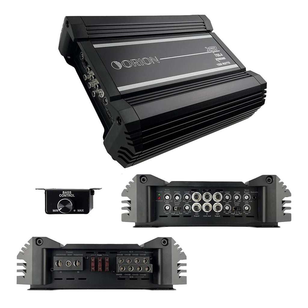 Orion XTR750.4 High Power Class A/B 4-Channel Amplifier, 750W RMS, 2/4 Ohm Stable, HP/LP Crossover, Bass Boost, MOSFET, Bass Knob, Made in Korea