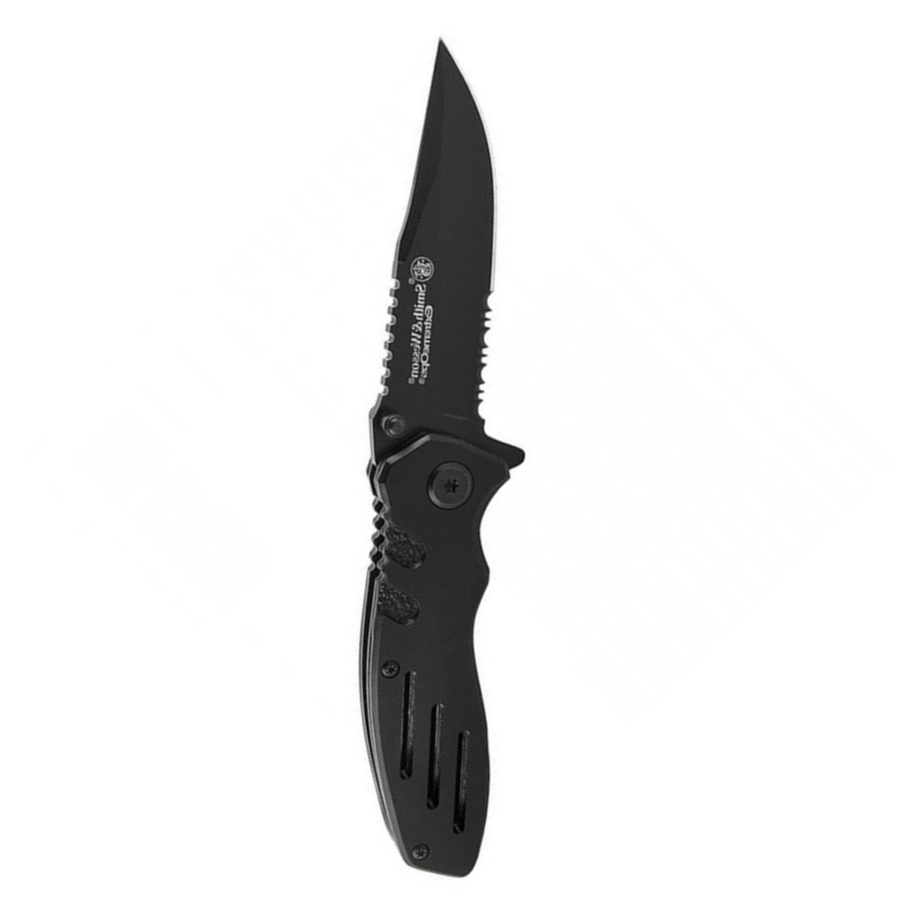 Smith & Wesson Accessories Extreme Ops SWA24S 7.1in S.S. Folding Knife with 3.1in Serrated Clip Point Blade and Aluminum Handle for Outdoor, Tactical, Survival and EDC
