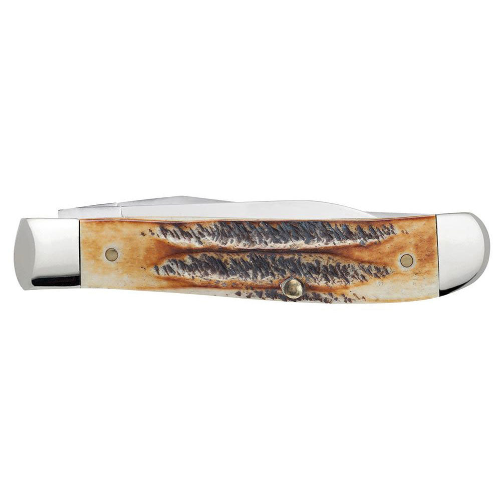 Case WR XX Pocket Knife Burnt 6.5 Bonestag Wharncliffe Mini Trapper Item #65305 - (6.5207W SS) - Length Closed: 3 1/2 Inches