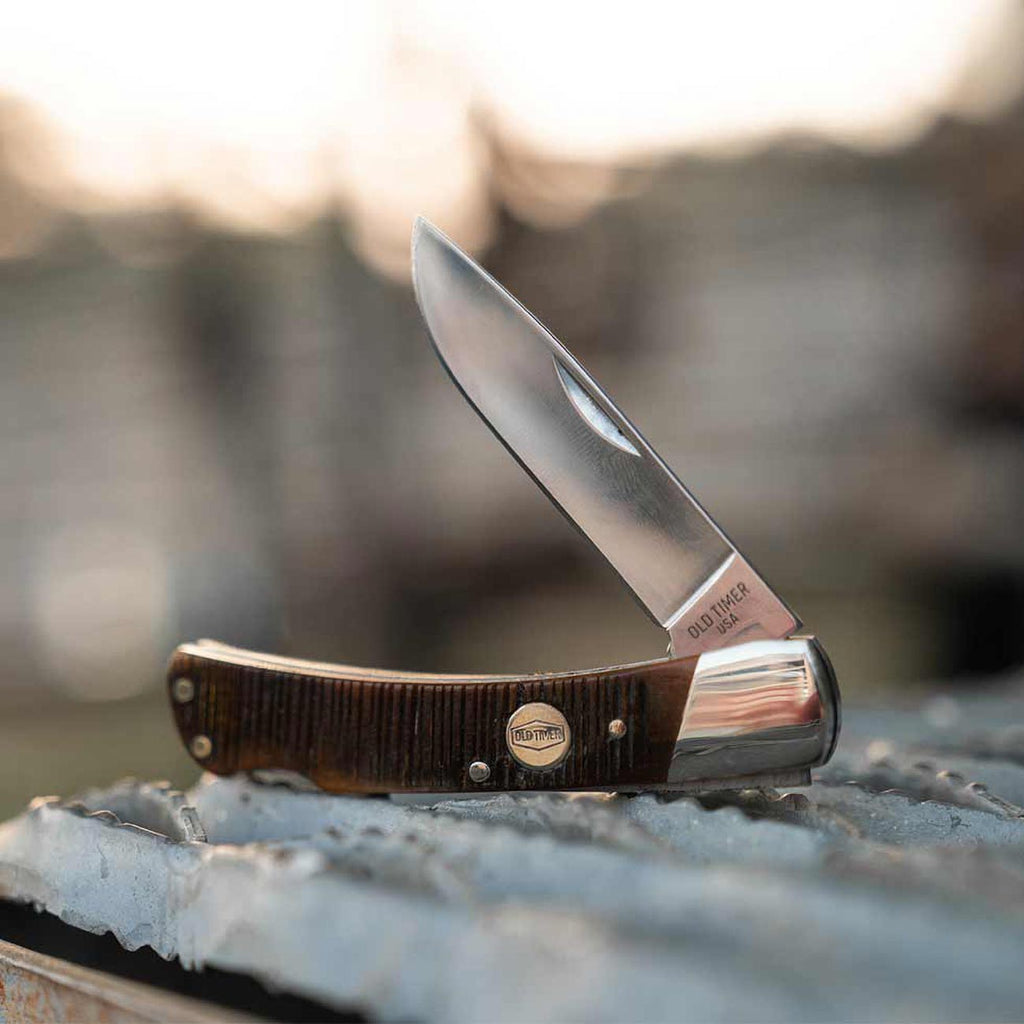 Old Timer Generational USA Series 5OTG Bruin Traditional Lockback Pocket Knife with Stainless Steel Drop Point Blade, Bone Handle, for Hunting, Everyday Carry, Camping, and Outdoors, One size, TBD
