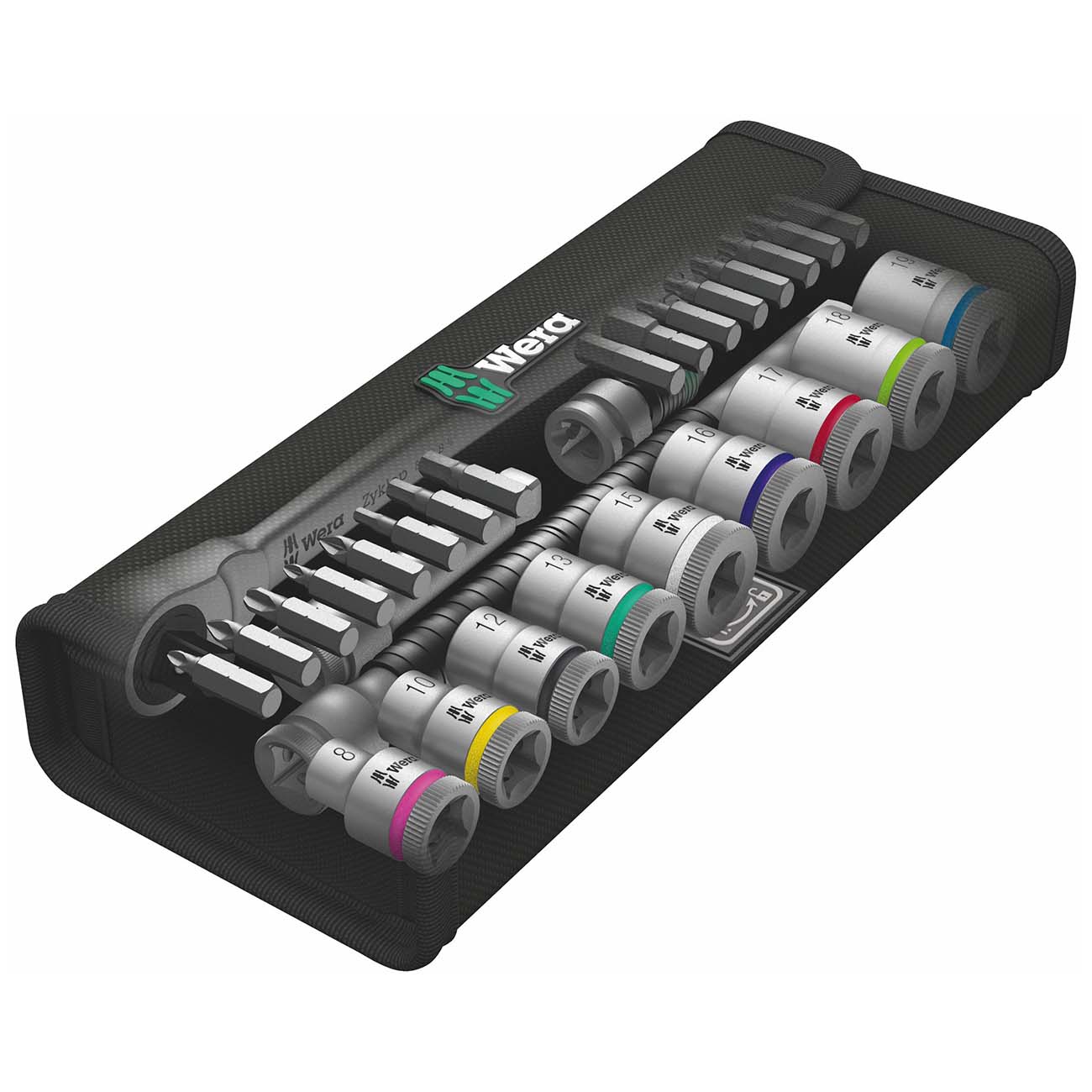 Wera 05004048001 8100 SB 8 Zyklop Metal Ratchet Set with Switch Lever, 3/8" Drive, Metric, 29 Pieces 4013288173928