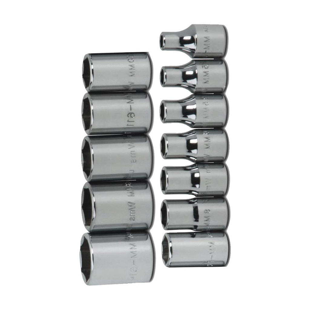 Williams JHWMSM-12HRC SUPERTORQUE 12-Piece 1/4-Inch Drive Metric Shallow 6 Point Socket Set-Size Range:(4mm to 14mm),Sockets Feature High-Polished Chrome Finish, Designed For Use On 6 Point Fasteners