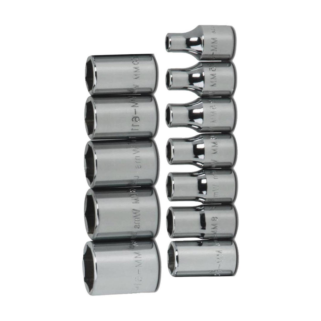 Williams JHWMSM-12HRC SUPERTORQUE 12-Piece 1/4-Inch Drive Metric Shallow 6 Point Socket Set-Size Range:(4mm to 14mm),Sockets Feature High-Polished Chrome Finish, Designed For Use On 6 Point Fasteners