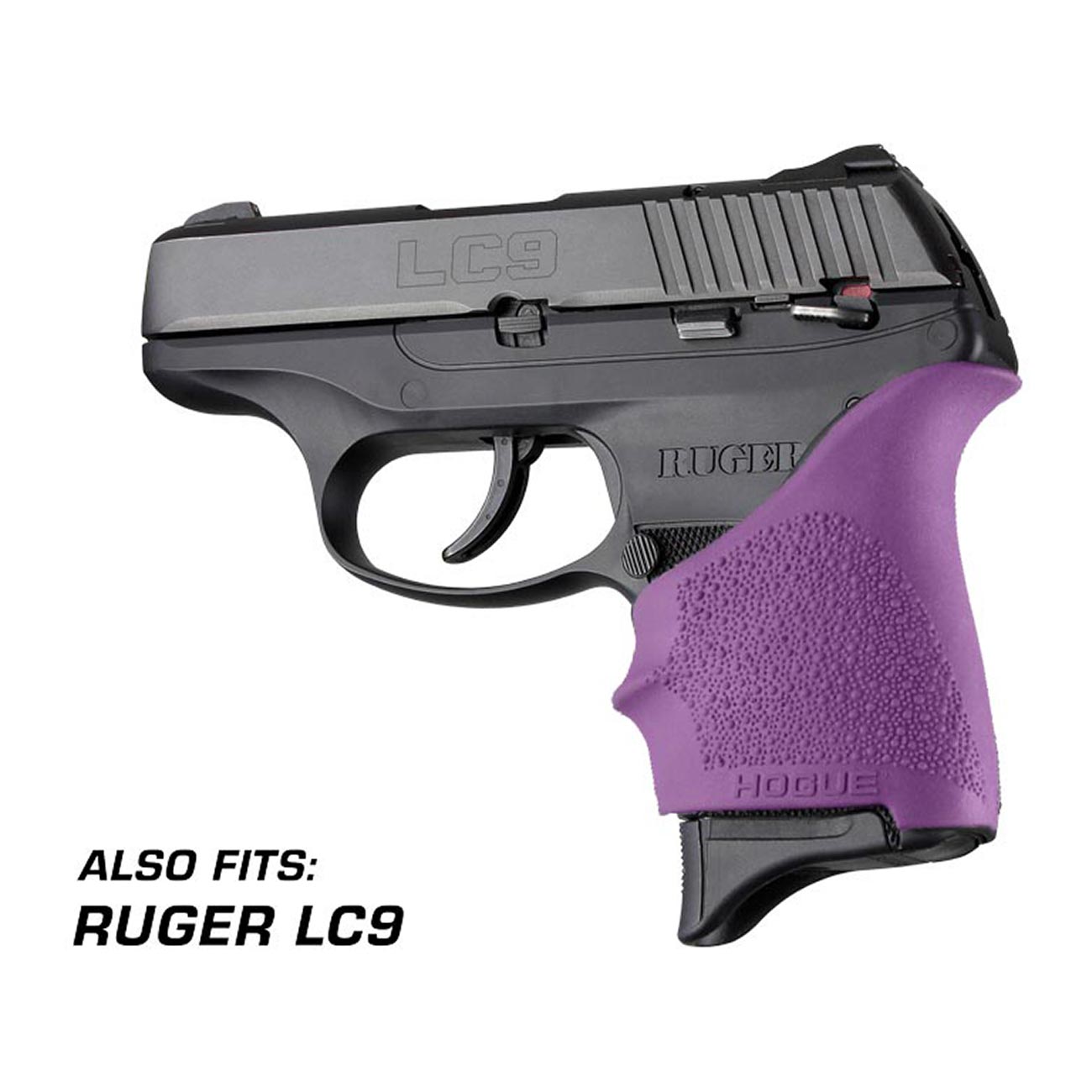 Hogue HandAll Beavertail Rubber Grip Sleeve for S&W Shield 9/40, Ruger LC9 / EC9, Purple - 18406