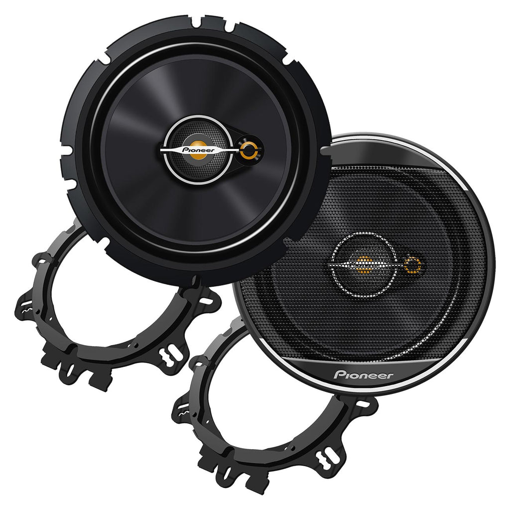 Pioneer A-Series Standard TS-A1671F 6.5” 3-Way Speakers (Pair) – 320W Max, Balanced Sound + Smooth Treble, Enhanced Bass, Ideal Factory Upgrade, Installation Adaptors Included