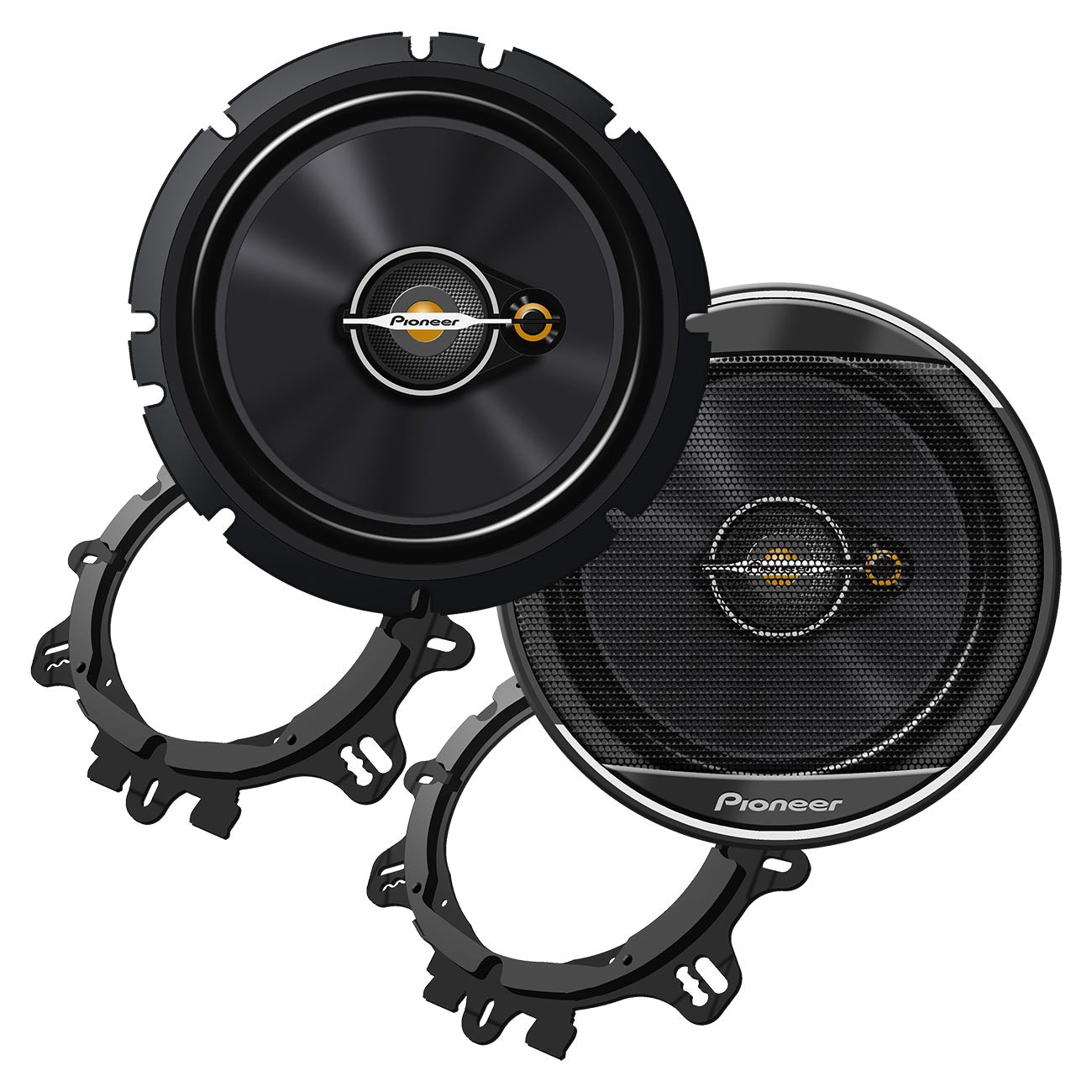Pioneer A-Series Standard TS-A1671F 6.5” 3-Way Speakers (Pair) – 320W Max, Balanced Sound + Smooth Treble, Enhanced Bass, Ideal Factory Upgrade, Installation Adaptors Included