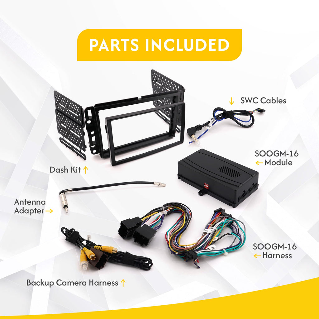 CRUX Interfacing DKGM-16| OnStar Radio Replacement Interface w/SWC Retention, Video Switcher & Double Din Dash Kit for Select GM LAN-29 Bit Vehicles 2006-2015