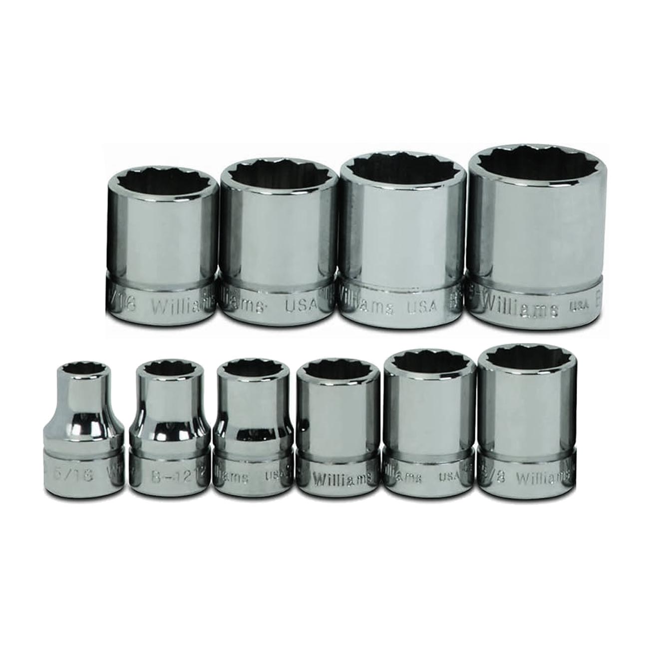 Williams WSB-10RC 10-Piece 3/8-Inch Drive Shallow 12 Point Socket Set