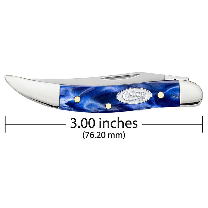 Case WR XX Pocket Knife Small Texas Toothpick Sparxx Blue Pearl Kirinite Item #23437 - (1010096 SS) - Length Closed: 3 Inches