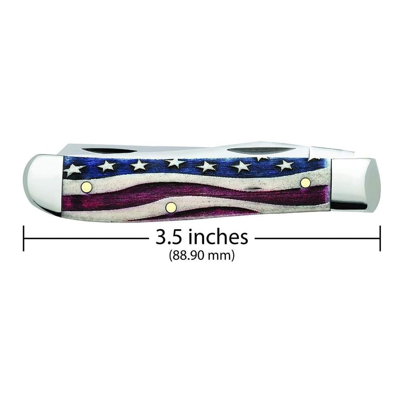 Case WR XX Pocket Knife Patriotic Smooth Natural Bone Mini Trapper Item #64135 - (6207 SS) - Length Closed: 3 1/2 Inches