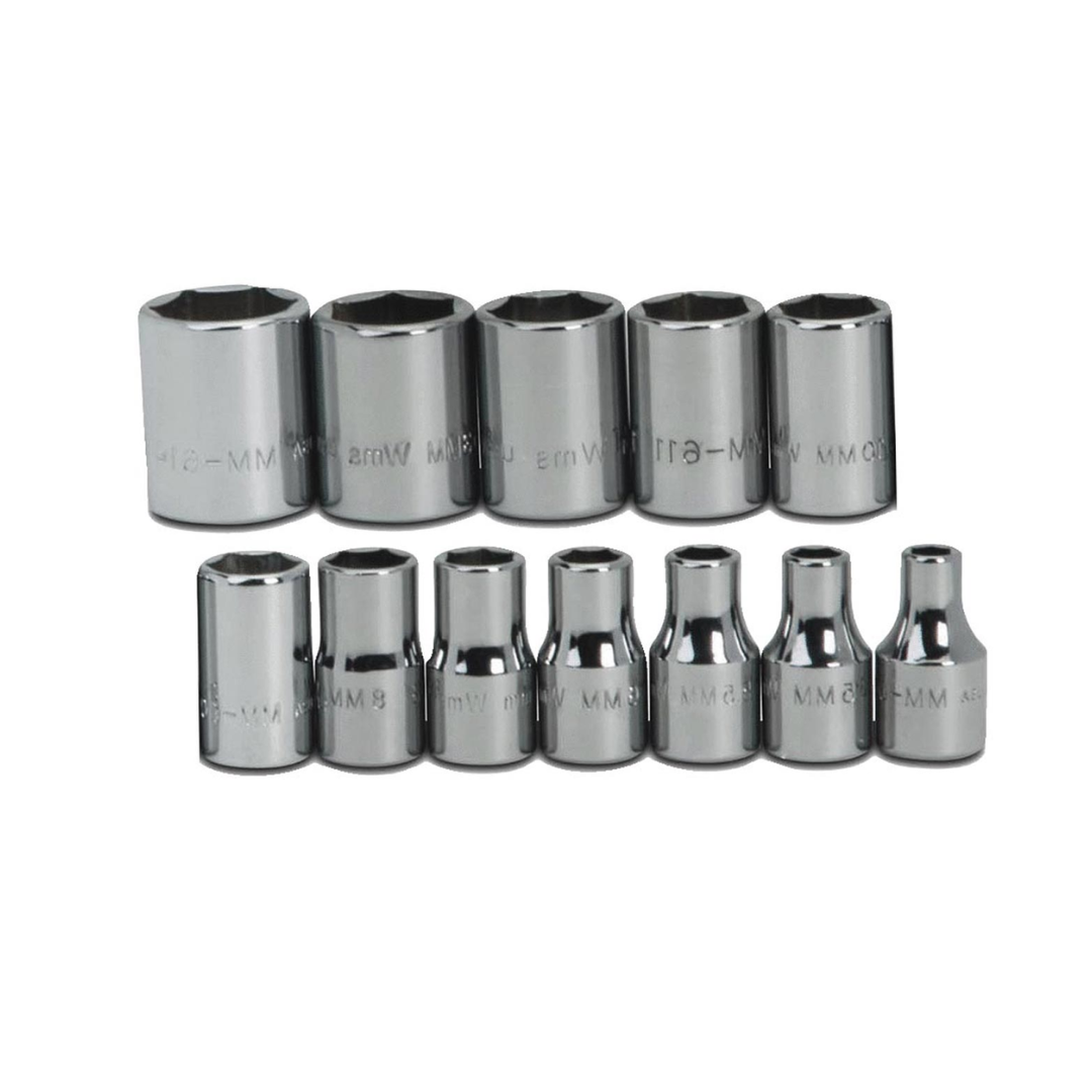 Williams JHWMSM-12HRC SUPERTORQUE 12-Piece 1/4-Inch Drive Metric Shallow 6 Point Socket Set-Size Range:(4mm to 14mm),Sockets Feature High-Polished Chrome Finish, Designed For Use On 6 Point Fasteners
