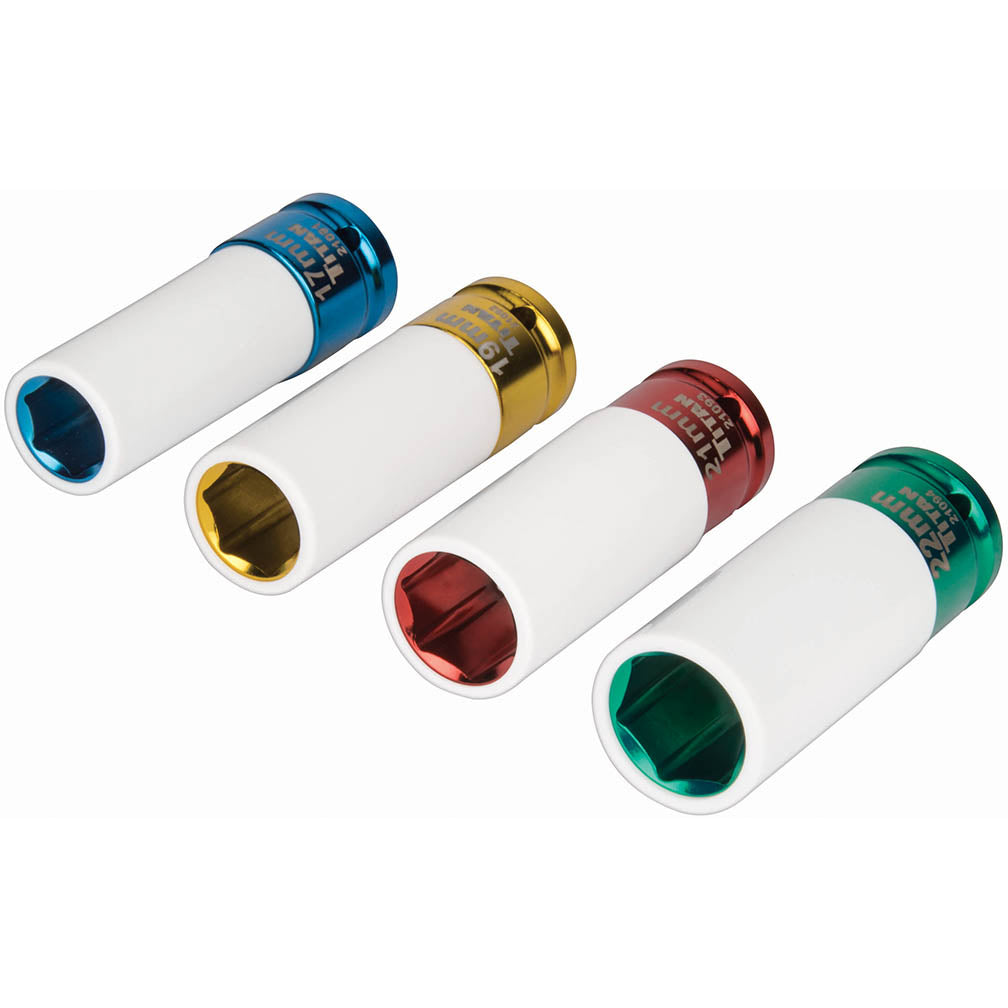 Titan 21095 4-Piece 1/2-Inch Drive Non-marring Impact Deep Lug Nut Socket Set