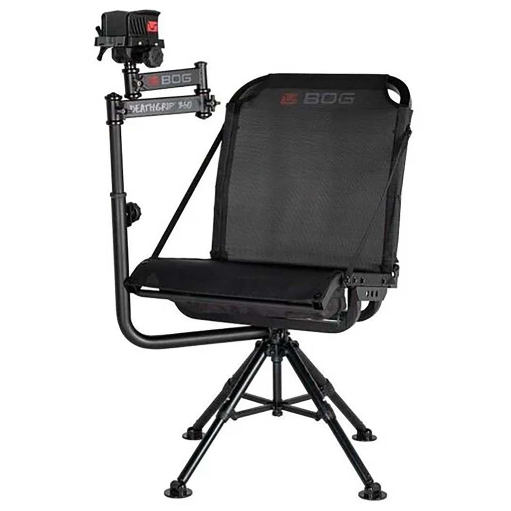 BOG DeathGrip 360 Chair with Lightweight Aluminum Construction, 4 Extendable Legs, DeathGrip Universal Gun Rest, 360 Adjustable Pivoting Seat, and Hands-Free Use During Hunting, Shooting, and Outdoors