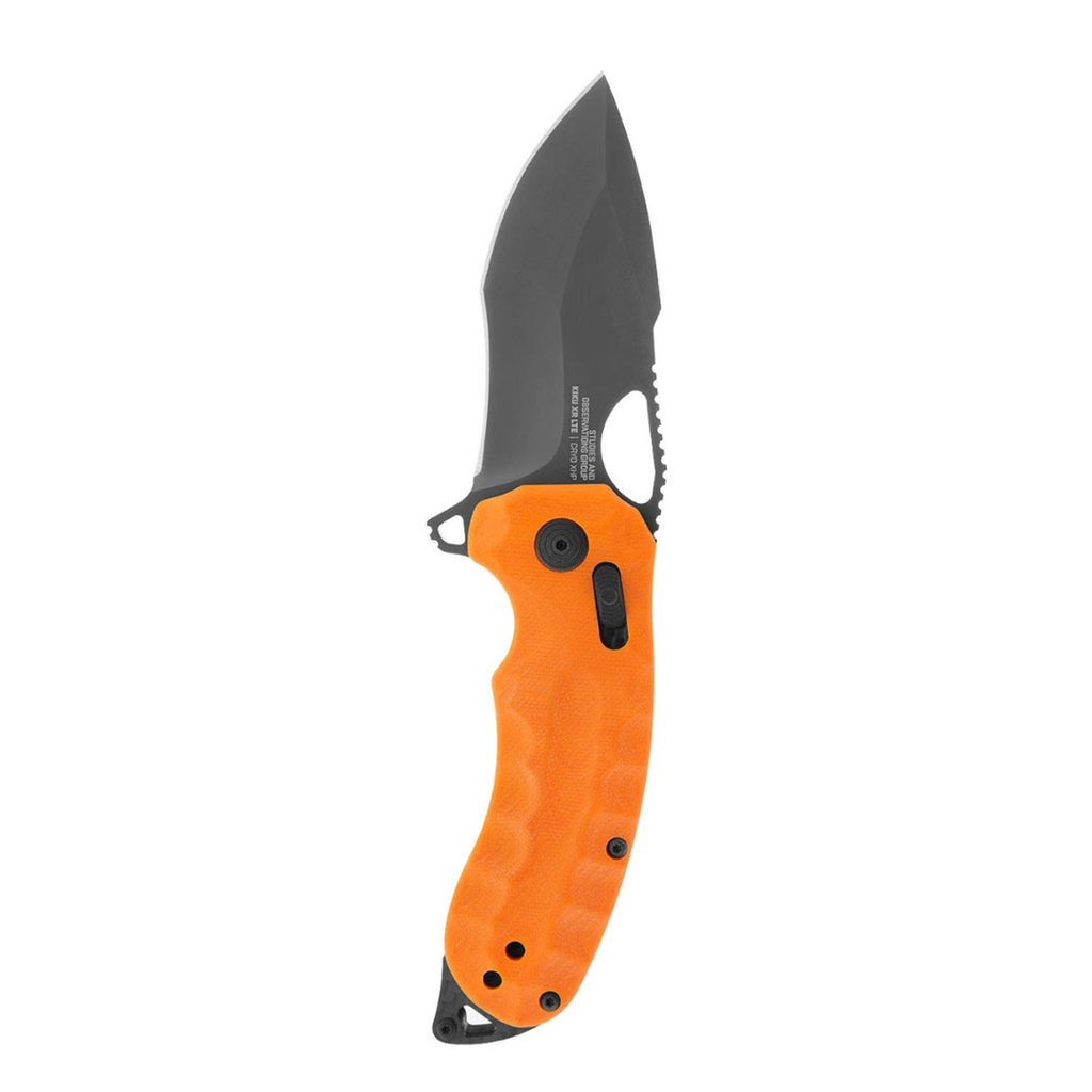 The Hair Edit SOG KIKU XR LTE Lightweight Outdoor Ambidextrous Large-Format Folding Knife | CTS XHP Steel Blade | XR Locking Mechanism, Orange G10