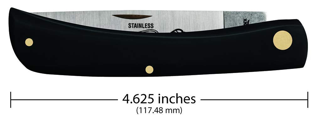 Case Knives 00092 Sod Buster Folding Pocket Knife – 4.625" Closed, Tru-Sharp Surgical Steel Skinner Blade, Black Synthetic Handle