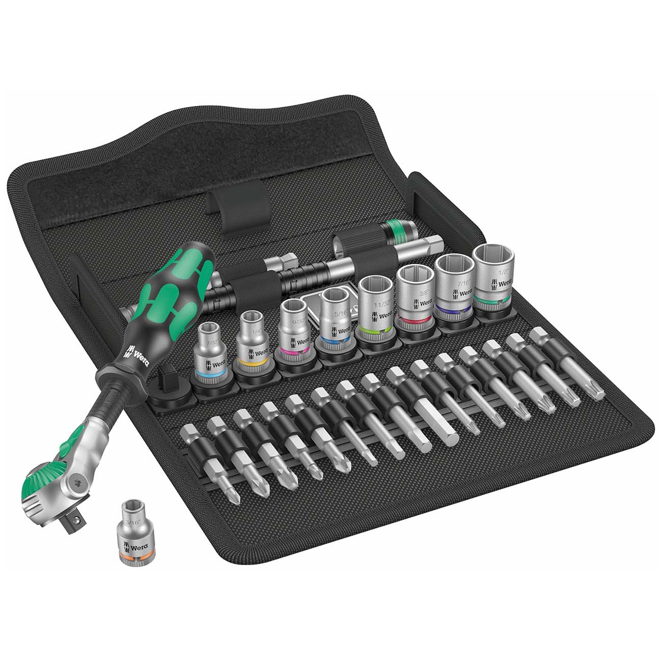 Wera 05004019001 28-Piece 1/4″ Drive Multi-Function Zyklop Speed Ratchet & SAE Socket Set – SAE Sockets, Extensions & Bits