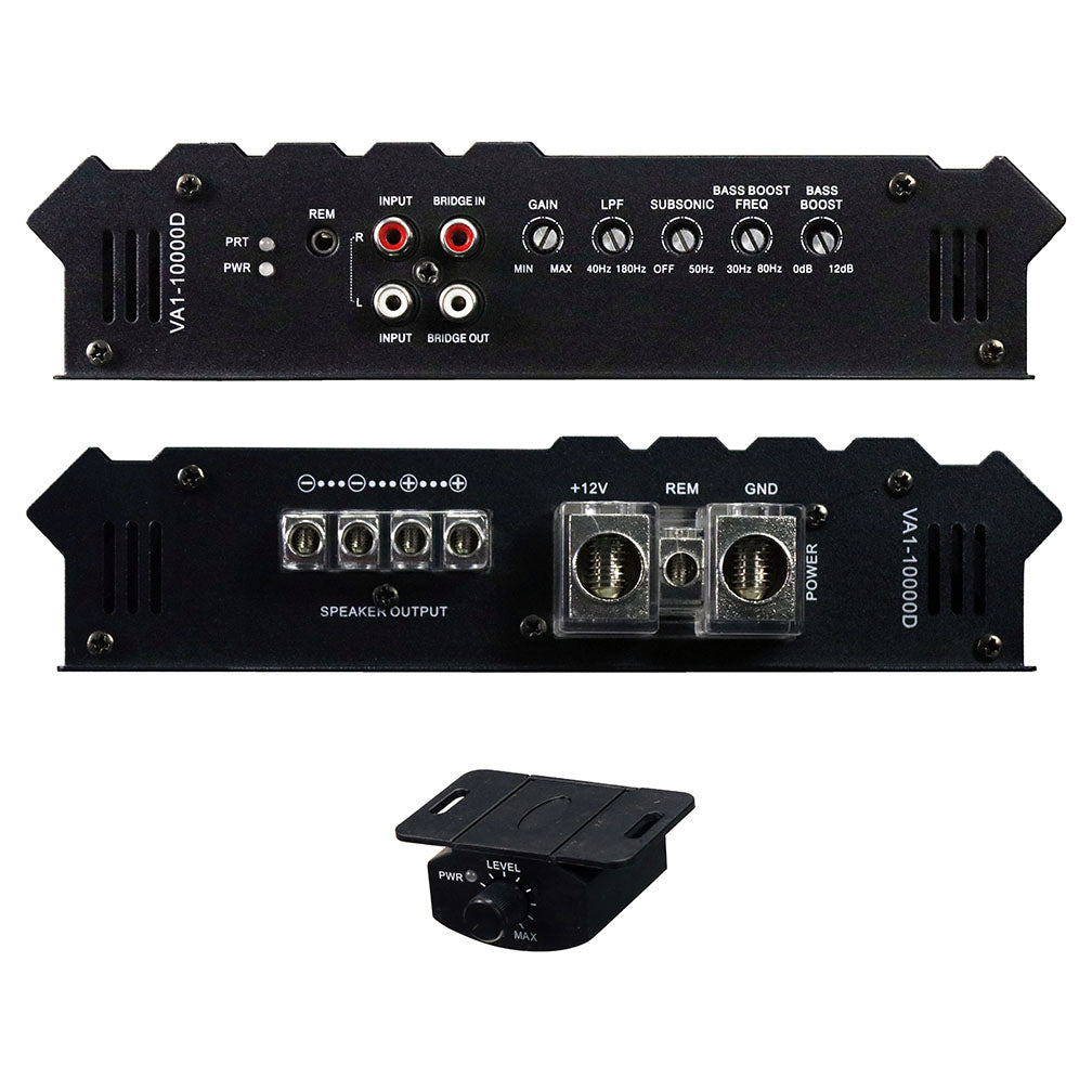 Power Acoustik VA1‑10000D 10,000 W Max Class D Monoblock Subwoofer Amplifier – Single Channel Bass Power Amp