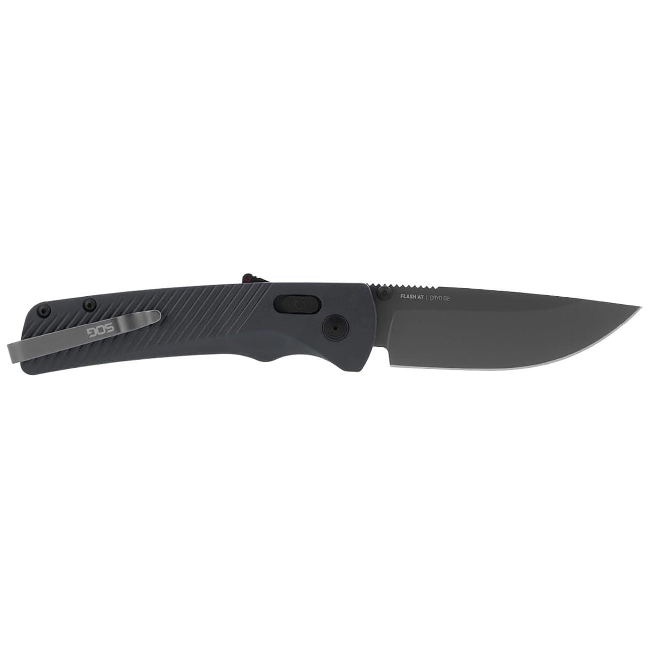 SOG Flash AT Daily Carry Ambidextrous Straight Pocket Folding Knife| Ergonomic Handle & Deep-Carry Clip | D2 Steel Blade, Urban Grey