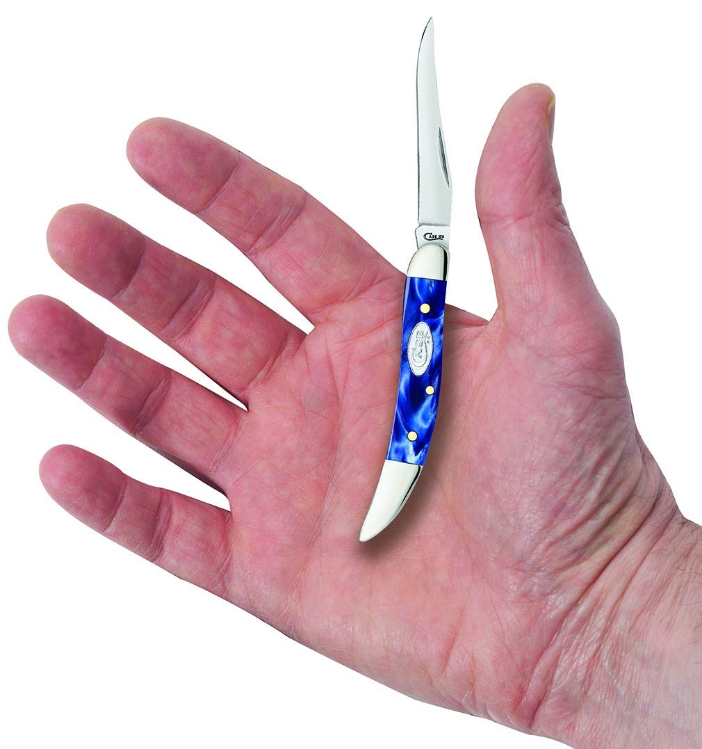 Case WR XX Pocket Knife Small Texas Toothpick Sparxx Blue Pearl Kirinite Item #23437 - (1010096 SS) - Length Closed: 3 Inches