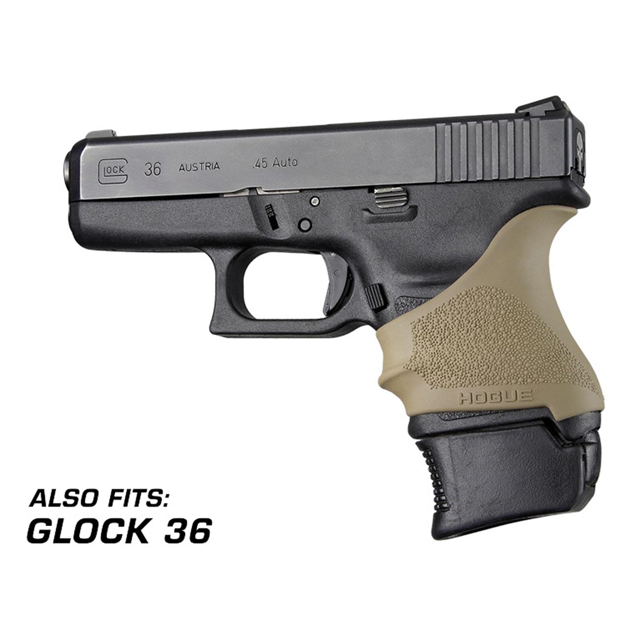 Hogue HandAll Beavertail Rubber Grip Sleeve for Glock 26, 27, 29, 33, 39 (Gen 3 & 4), FDE (Flat Dark Earth) - 18603