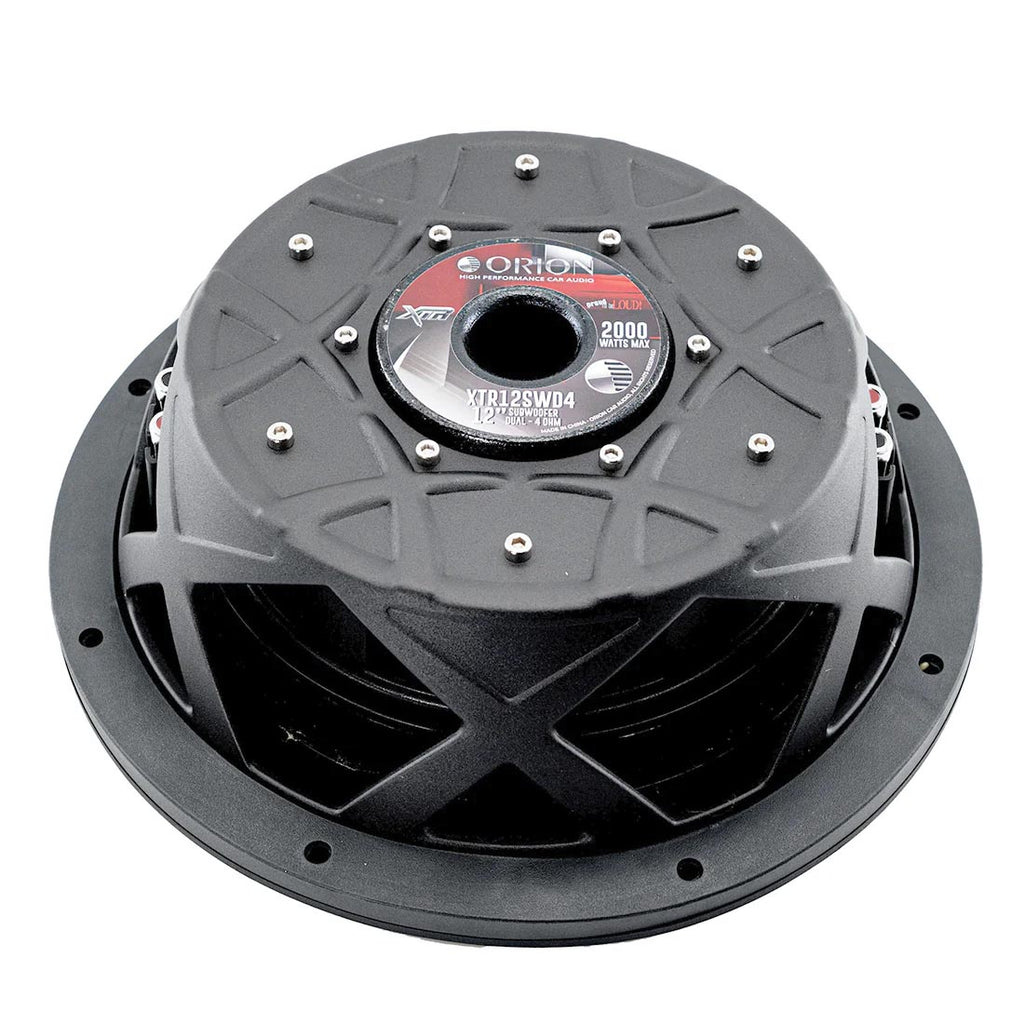 ORION XTR Series XTR12SWD4 Shallow Mount 12” Car Subwoofer, 2000W Max Power, 500W RMS, Dual 4 Ohm, UV Coated Cone, NBR Surround – Compact Slim Subwoofer for Clean Bass in Tight Car Audio Installs