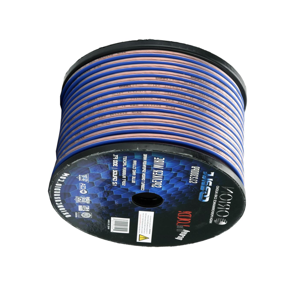 Orion Cobalt S12300PB 12 Gauge AWG (300-Ft Blue/Clear) High Powered Car Speaker Wire Roll, Surround Sound, Home Theater Speakers, RV Audio | 2x12 Gauge Speaker Cable/Wire Roll