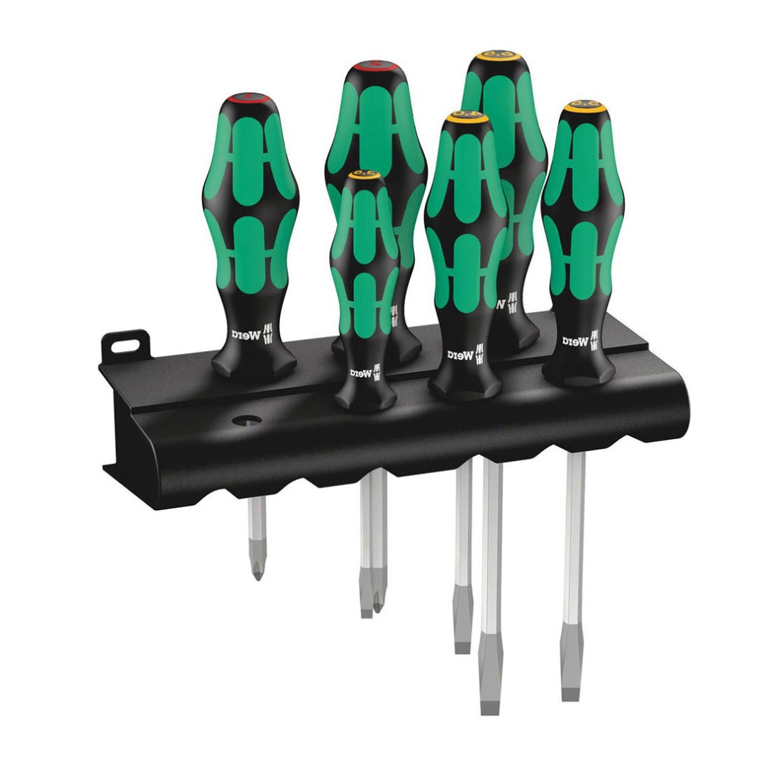 Wera 05007680001 Kraftform Plus 334 SK/6 Screwdriver Set and Rack, Lasertip, 6-Piece